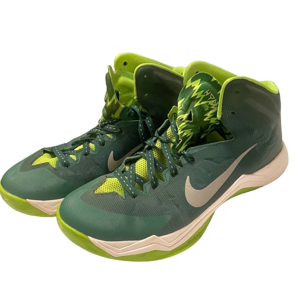 RARE Men's Nike Zoom Hyper Quickness Green White Basketball Sneakers EUC